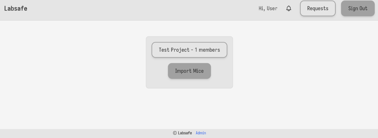 Front page of the application